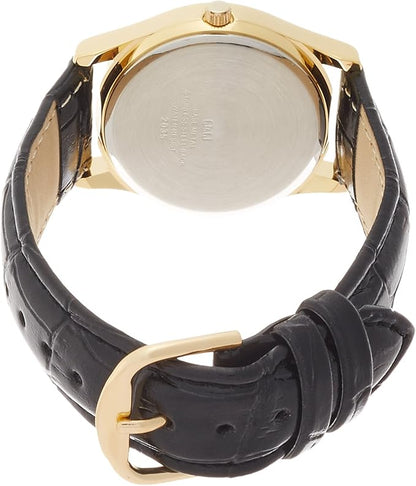 [シチズン Q&Q] 腕時計 アナログ 防水 革ベルト QA36-102 メンズ ブラック