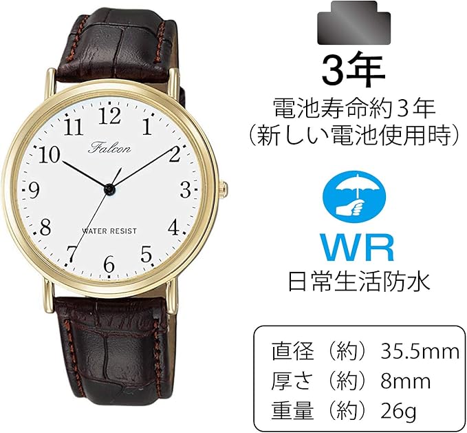 [シチズン Q&Q] 腕時計 アナログ 防水 革ベルト QA36-102 メンズ ブラック