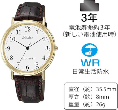 [シチズン Q&Q] 腕時計 アナログ 防水 革ベルト QA36-102 メンズ ブラック