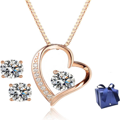 [Jeconpal] ネックレス レディース スワロフスキージルコニア採用 純銀925 オープンハート アクセサリー 金属アレルギー対応 ホワイトデー バレンタイン クリスマス 誕生日 プレゼント 女性 ギフト