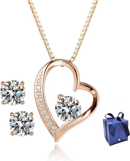 [Jeconpal] ネックレス レディース スワロフスキージルコニア採用 純銀925 オープンハート アクセサリー 金属アレルギー対応 ホワイトデー バレンタイン クリスマス 誕生日 プレゼント 女性 ギフト