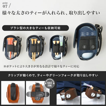 Zesty ゴルフボールケース ボールポーチ グリーンフォーク マーカー