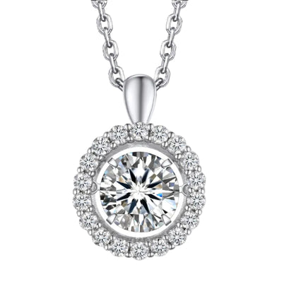 [MomentWish] ダンシングストーン ネックレス レディース 0.5-1 カラット モアサナイト ペンダント シルバーネックレス人気ブランド チェーン 誕生日 記念日 プレゼント（長40cm＋アジャスター5cm） 華奢ギフトボックス付け