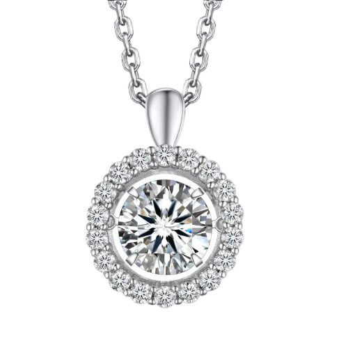 [MomentWish] ダンシングストーン ネックレス レディース 0.5-1 カラット モアサナイト ペンダント シルバーネックレス人気ブランド チェーン 誕生日 記念日 プレゼント（長40cm＋アジャスター5cm） 華奢ギフトボックス付け