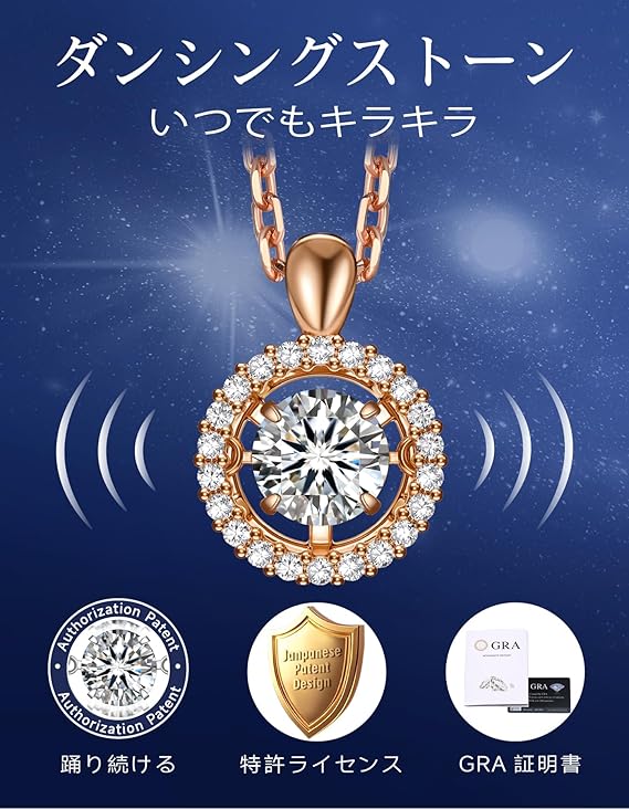 [MomentWish] ダンシングストーン ネックレス レディース 0.5-1 カラット モアサナイト ペンダント シルバーネックレス人気ブランド チェーン 誕生日 記念日 プレゼント（長40cm＋アジャスター5cm） 華奢ギフトボックス付け