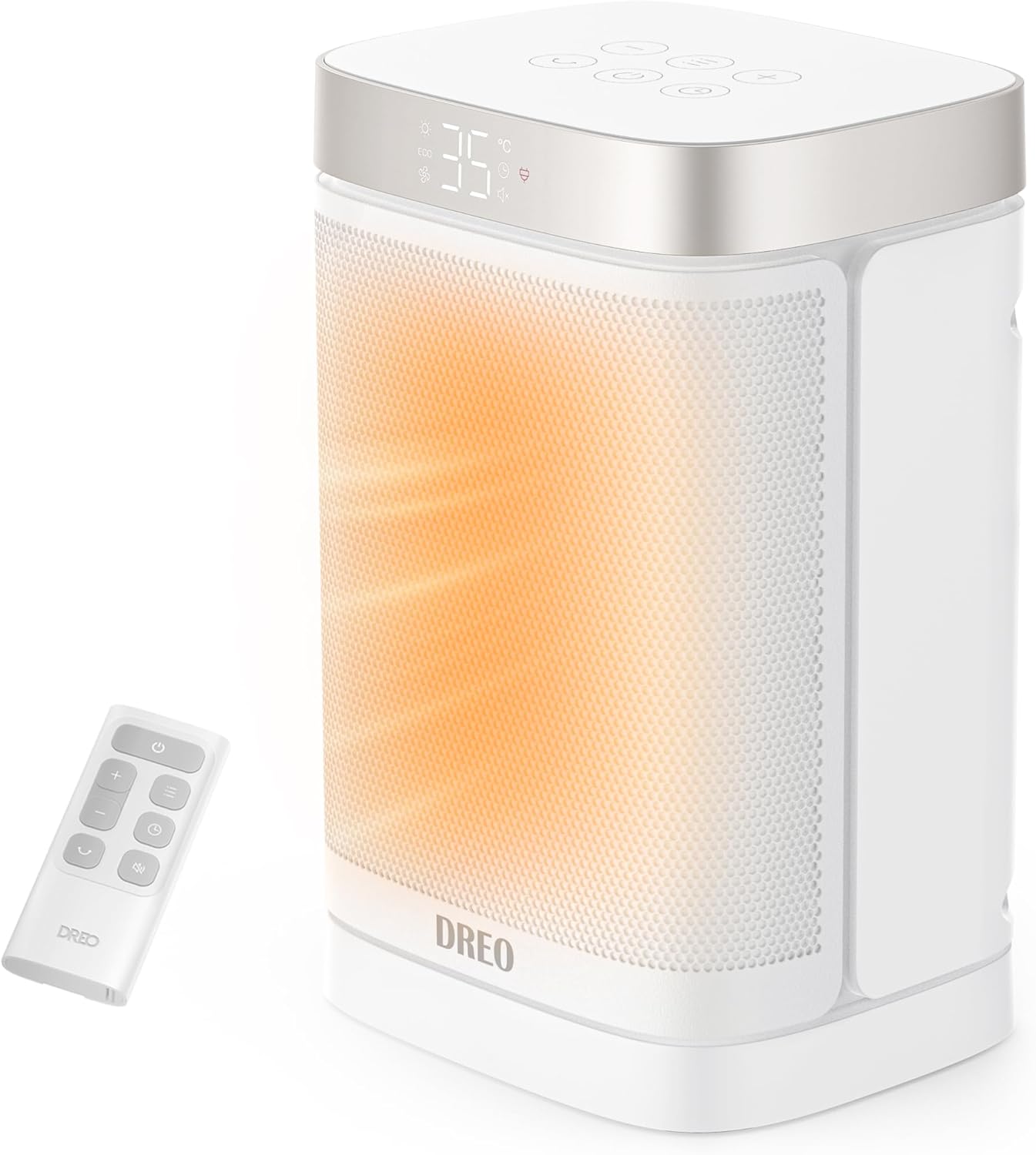 DREO (ドレオ) セミラックヒーター 小型 【軽量コンパクト・ECO知能恒温 節電対策】 暖房器具 70°首振り 1200W~15.5畳/1000W/800W 省エネ 電気代安い 転倒オフ 過熱保護 12Hタイマー 5°~35°温度自動調節 5モード 足元 デスク 手元 脱衣所 オフィス リビング 幅17×高さ26.2×奥行14cm シルバー