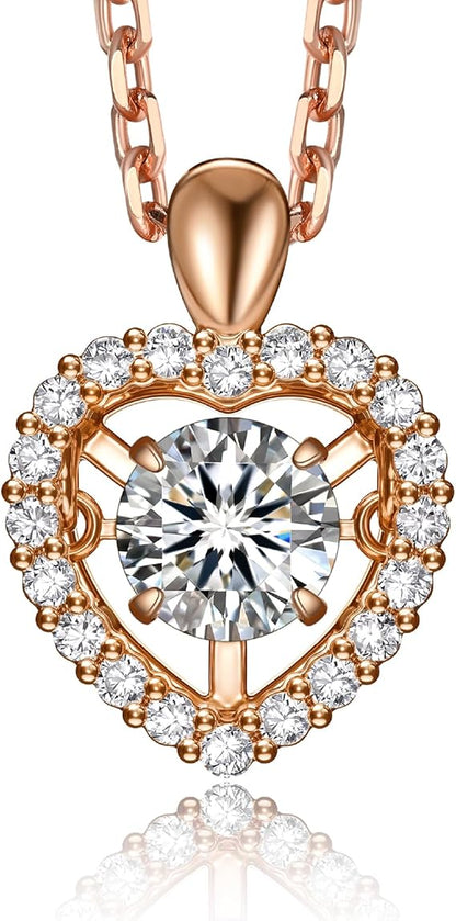 [MomentWish] ダンシングストーン ネックレス レディース 0.5-1 カラット モアサナイト ペンダント シルバーネックレス人気ブランド チェーン 誕生日 記念日 プレゼント（長40cm＋アジャスター5cm） 華奢ギフトボックス付け