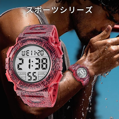 腕時計 メンズ デジタル 50メートル防水 日付 曜日 アラーム LED表示 多機能付き 防水腕時計 デジタル腕時計 スポーツウォッチ おしゃれ アウトドア 取扱説明書付き