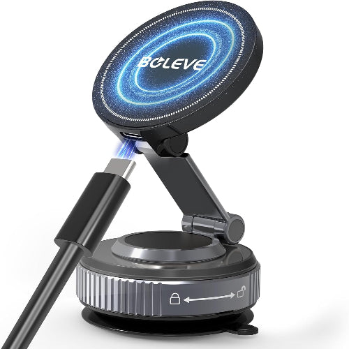 スマホホルダー 車 ワイヤレス充電 マグネット MagSafe対応 15W急速充電 360°回転 折りたたみ式