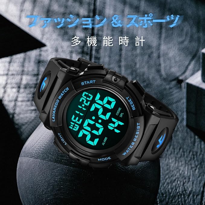 腕時計 メンズ デジタル 50メートル防水 日付 曜日 アラーム LED表示 多機能付き 防水腕時計 デジタル腕時計 スポーツウォッチ おしゃれ アウトドア 取扱説明書付き