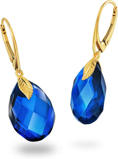 Amber by Mazukna 琥珀ピアス ブルーアンバー Silver925 ゴールドプレーティング レバーバック レディース