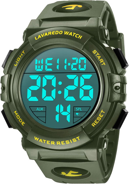 腕時計 メンズ デジタル 50メートル防水 日付 曜日 アラーム LED表示 多機能付き 防水腕時計 デジタル腕時計 スポーツウォッチ おしゃれ アウトドア 取扱説明書付き