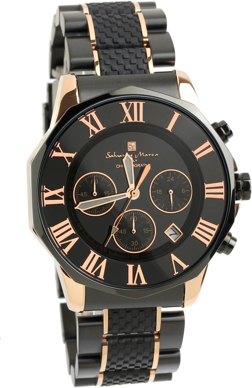 [サルバトーレマーラ] 腕時計 ウォッチ クロノグラフ 10気圧防水 ビジネス フォーマル イタリアブランド 限定モデル メンズ SM15104 (ブラック×ピンクゴールド) [並行輸入品]