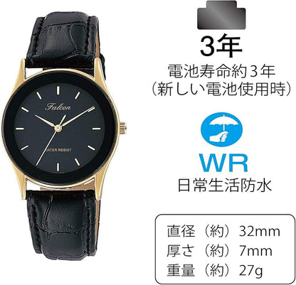 [シチズン Q&Q] 腕時計 アナログ 防水 革ベルト QA36-102 メンズ ブラック