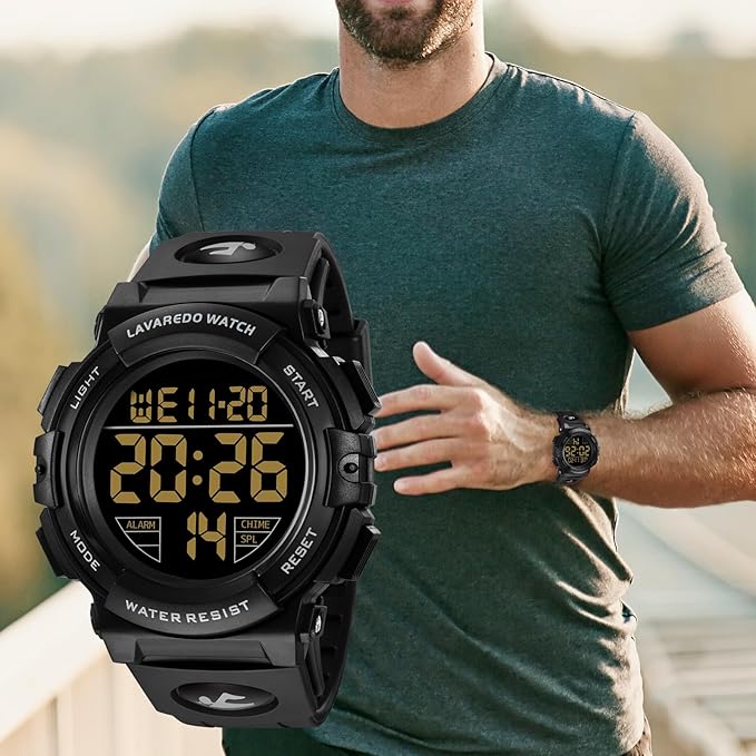 腕時計 メンズ デジタル 50メートル防水 日付 曜日 アラーム LED表示 多機能付き 防水腕時計 デジタル腕時計 スポーツウォッチ おしゃれ アウトドア 取扱説明書付き