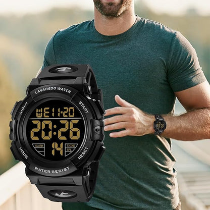 腕時計 メンズ デジタル 50メートル防水 日付 曜日 アラーム LED表示 多機能付き 防水腕時計 デジタル腕時計 スポーツウォッチ おしゃれ アウトドア 取扱説明書付き