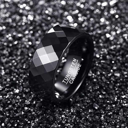 083基地 リング メンズ 指輪 タングステン 多面カット キラキラ 金属アレルギーフリー 横幅4mm 真空メッキ アクセサリー プレゼント 真空メッキ