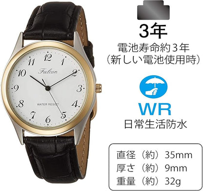 [シチズン Q&Q] 腕時計 アナログ 防水 革ベルト QA36-102 メンズ ブラック