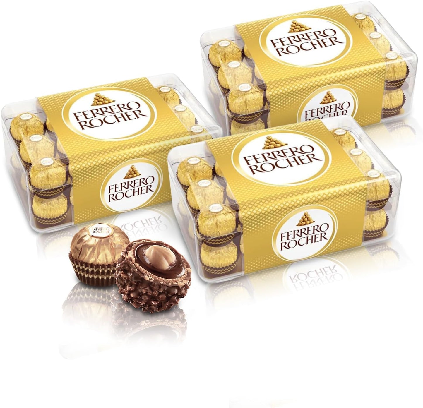 チョコレート フェレロ ロシェ Ferrero Rocher バレンタイン お年賀 チョコ プレゼント お菓子 ギフト 人気 おしゃれ 手土産 詰め合わせ まとめ買い 大容量 ヘーゼルナッツ ミルクチョコレート 30粒 375g