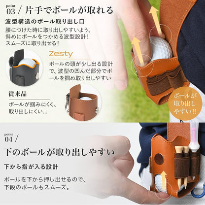 Zesty ゴルフボールケース ボールポーチ グリーンフォーク マーカー