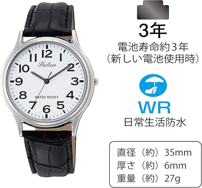 [シチズン Q&Q] 腕時計 アナログ 防水 革ベルト QA36-102 メンズ ブラック