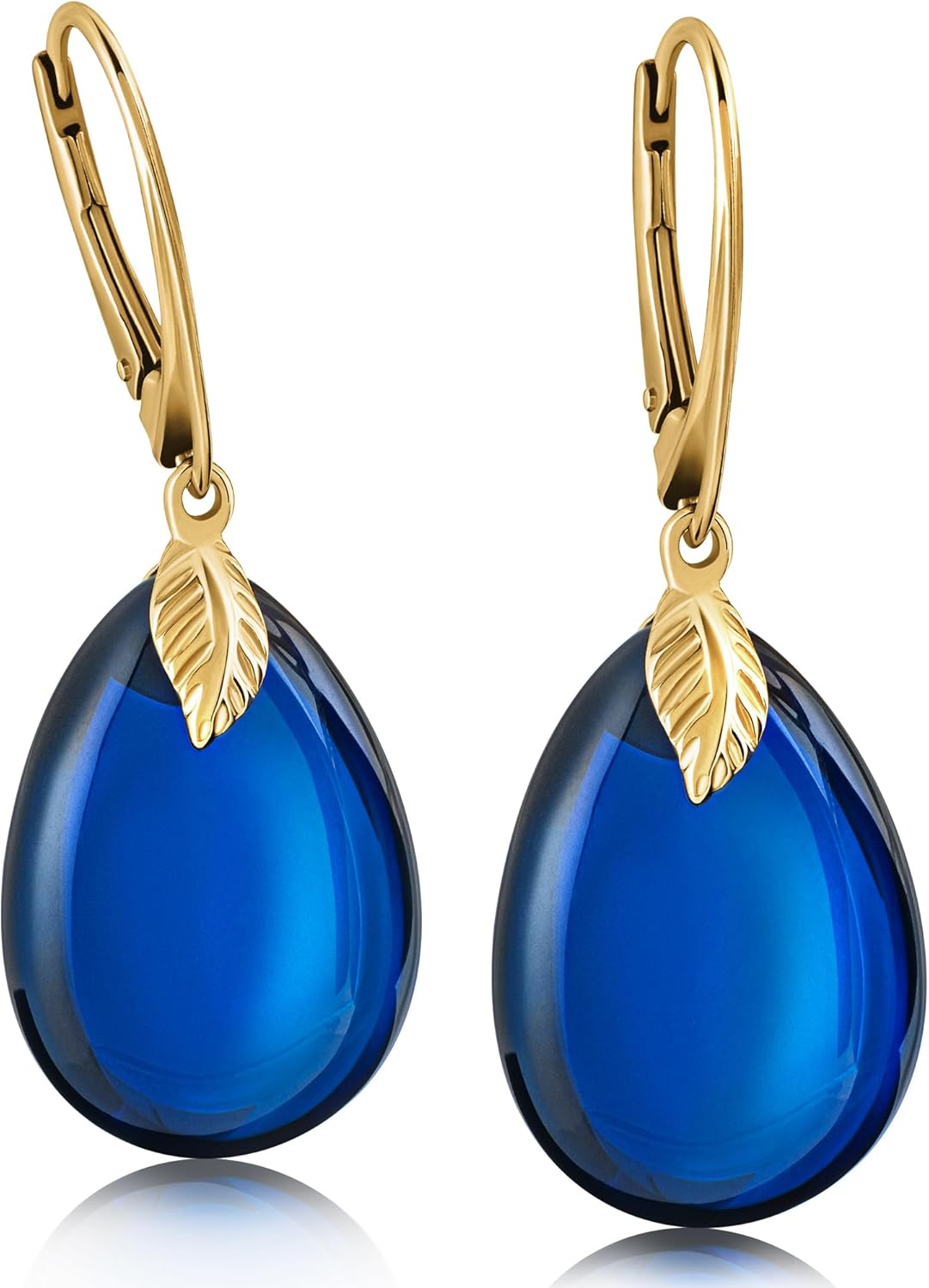 Amber by Mazukna 琥珀ピアス ブルーアンバー Silver925 ゴールドプレーティング レバーバック レディース