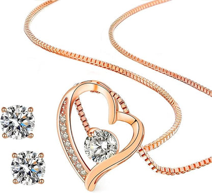 [Jeconpal] ネックレス レディース スワロフスキージルコニア採用 純銀925 オープンハート アクセサリー 金属アレルギー対応 ホワイトデー バレンタイン クリスマス 誕生日 プレゼント 女性 ギフト