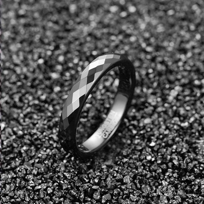 083基地 リング メンズ 指輪 タングステン 多面カット キラキラ 金属アレルギーフリー 横幅4mm 真空メッキ アクセサリー プレゼント 真空メッキ