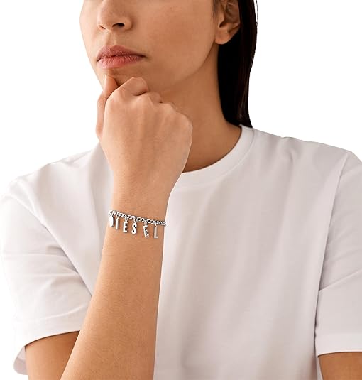 Diesel オールジェンダー ステンレススチールブレスレット, One Size, 金属, 宝石なし