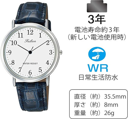 [シチズン Q&Q] 腕時計 アナログ 防水 革ベルト QA36-102 メンズ ブラック