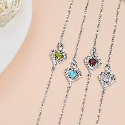 レディースブレスレット 誕生石12ヵ月 パワーストーン 薔薇モチーフ プラチナメッキ シルバー