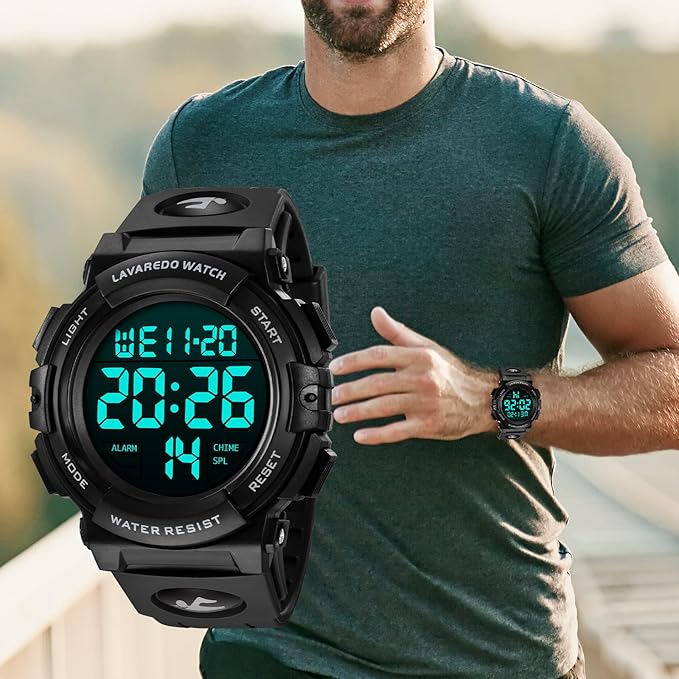 腕時計 メンズ デジタル 50メートル防水 日付 曜日 アラーム LED表示 多機能付き 防水腕時計 デジタル腕時計 スポーツウォッチ おしゃれ アウトドア 取扱説明書付き