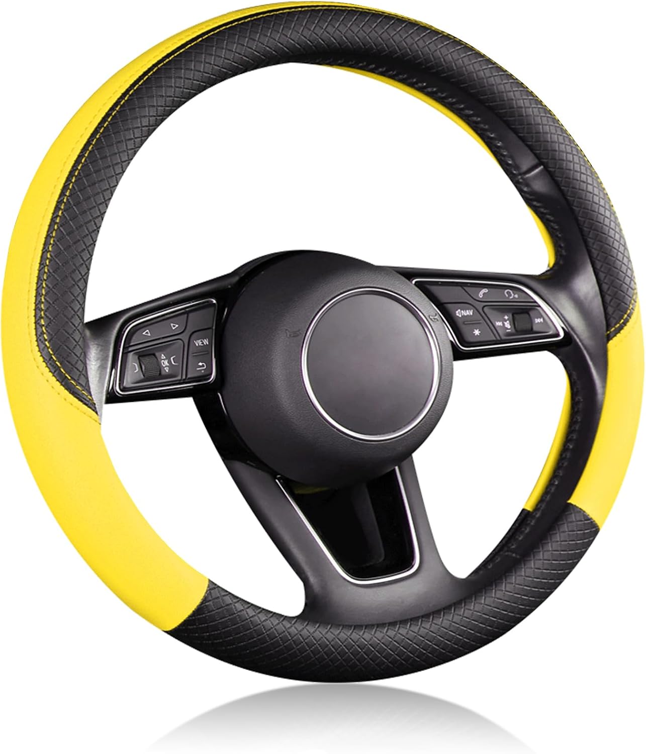 ハンドルカバー 車用 軽自動車 Sサイズ 3Dグリップ 滑り止め ステアリングカバー 汎用 37～38cm ベージュ