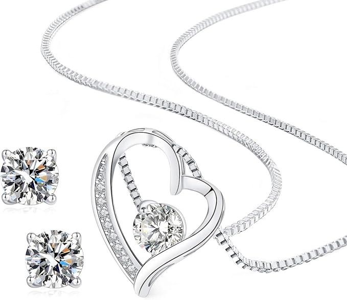 [Jeconpal] ネックレス レディース スワロフスキージルコニア採用 純銀925 オープンハート アクセサリー 金属アレルギー対応 ホワイトデー バレンタイン クリスマス 誕生日 プレゼント 女性 ギフト