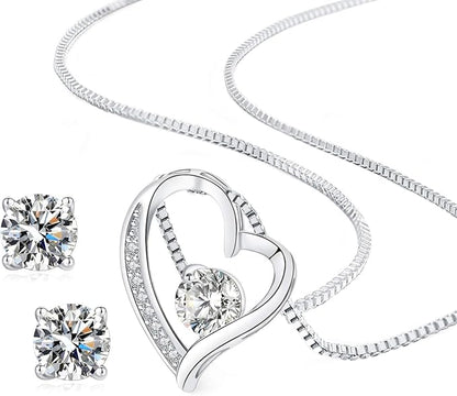 [Jeconpal] ネックレス レディース スワロフスキージルコニア採用 純銀925 オープンハート アクセサリー 金属アレルギー対応 ホワイトデー バレンタイン クリスマス 誕生日 プレゼント 女性 ギフト