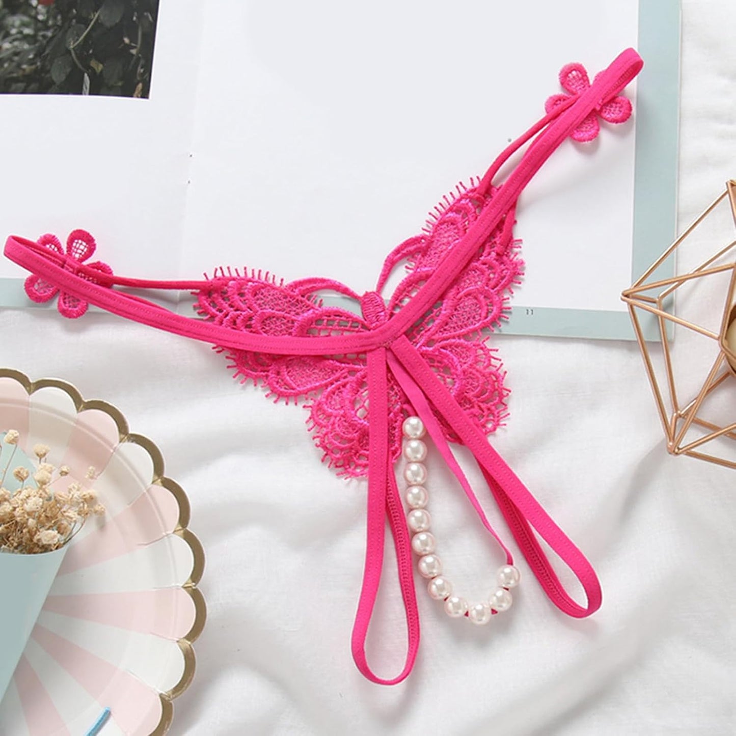 Stebcece 女性マッサージ Gストリング Tバックパンティ 真珠ビーズ Tバック