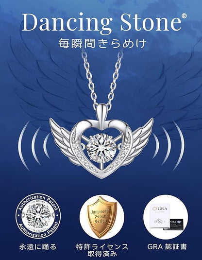 [MomentWish] ダンシングストーン ネックレス レディース 0.5-1 カラット モアサナイト ペンダント シルバーネックレス人気ブランド チェーン 誕生日 記念日 プレゼント（長40cm＋アジャスター5cm） 華奢ギフトボックス付け