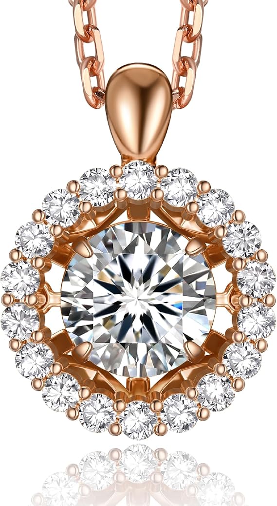 [MomentWish] ダンシングストーン ネックレス レディース 0.5-1 カラット モアサナイト ペンダント シルバーネックレス人気ブランド チェーン 誕生日 記念日 プレゼント（長40cm＋アジャスター5cm） 華奢ギフトボックス付け