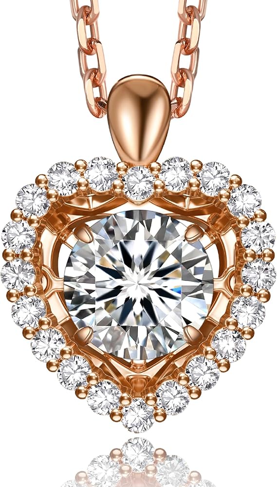 [MomentWish] ダンシングストーン ネックレス レディース 0.5-1 カラット モアサナイト ペンダント シルバーネックレス人気ブランド チェーン 誕生日 記念日 プレゼント（長40cm＋アジャスター5cm） 華奢ギフトボックス付け