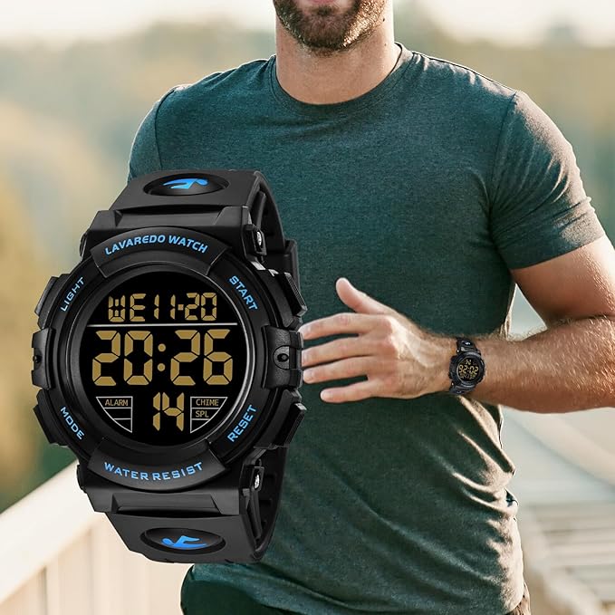 腕時計 メンズ デジタル 50メートル防水 日付 曜日 アラーム LED表示 多機能付き 防水腕時計 デジタル腕時計 スポーツウォッチ おしゃれ アウトドア 取扱説明書付き