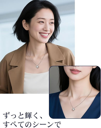 [MomentWish] ダンシングストーン ネックレス レディース 0.5-1 カラット モアサナイト ペンダント シルバーネックレス人気ブランド チェーン 誕生日 記念日 プレゼント（長40cm＋アジャスター5cm） 華奢ギフトボックス付け