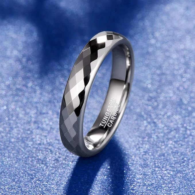 083基地 リング メンズ 指輪 タングステン 多面カット キラキラ 金属アレルギーフリー 横幅4mm 真空メッキ アクセサリー プレゼント 真空メッキ