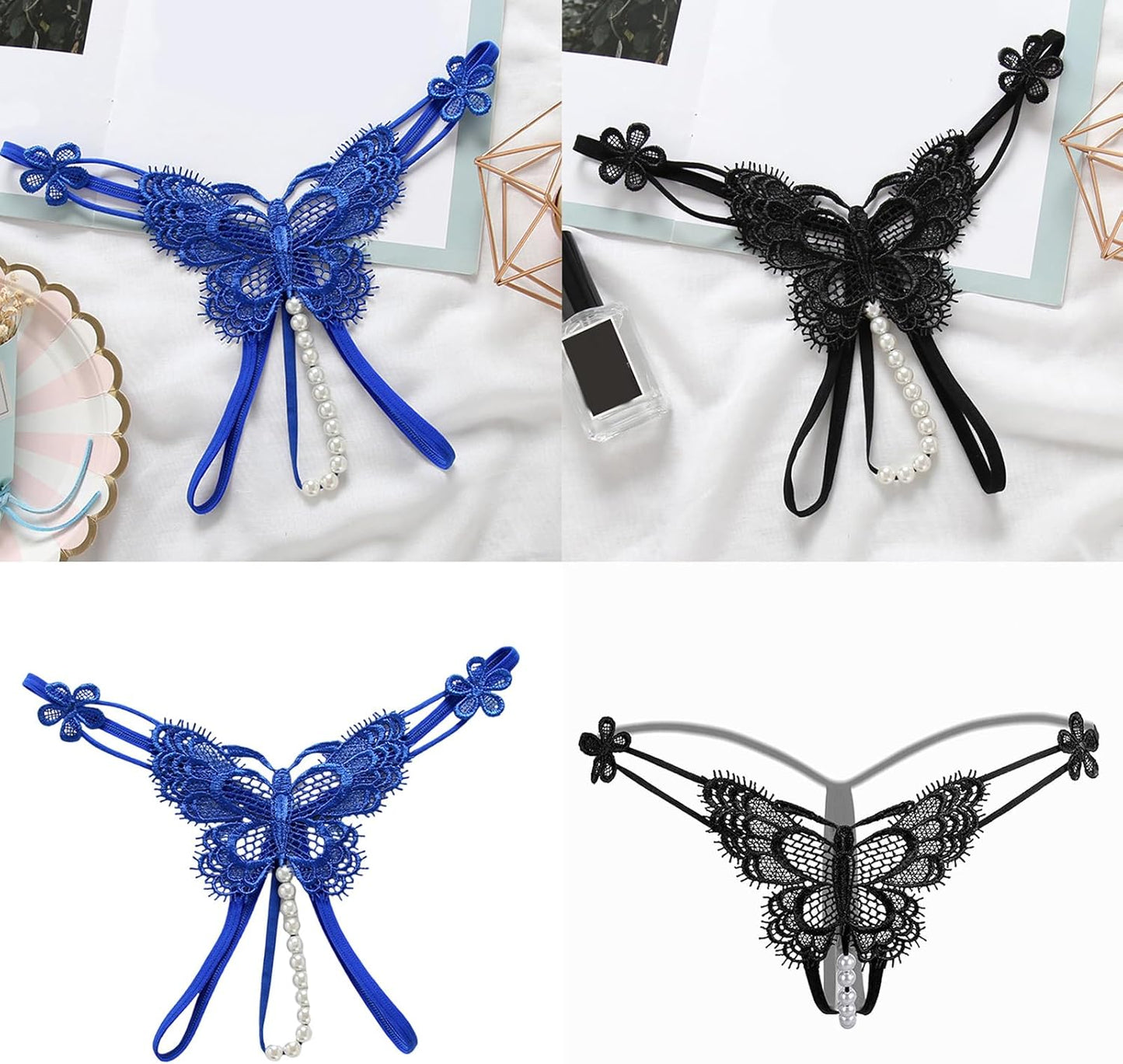 Stebcece 女性マッサージ Gストリング Tバックパンティ 真珠ビーズ Tバック