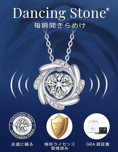 [MomentWish] ダンシングストーン ネックレス レディース 0.5-1 カラット モアサナイト ペンダント シルバーネックレス人気ブランド チェーン 誕生日 記念日 プレゼント（長40cm＋アジャスター5cm） 華奢ギフトボックス付け
