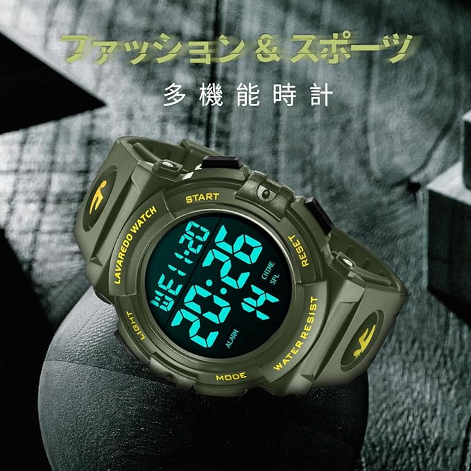 腕時計 メンズ デジタル 50メートル防水 日付 曜日 アラーム LED表示 多機能付き 防水腕時計 デジタル腕時計 スポーツウォッチ おしゃれ アウトドア 取扱説明書付き