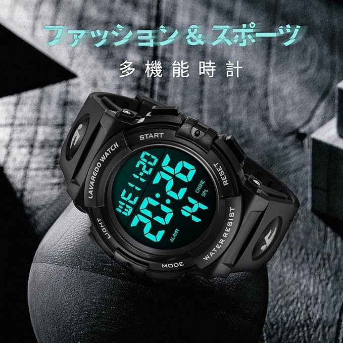 腕時計 メンズ デジタル 50メートル防水 日付 曜日 アラーム LED表示 多機能付き 防水腕時計 デジタル腕時計 スポーツウォッチ おしゃれ アウトドア 取扱説明書付き