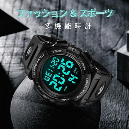 腕時計 メンズ デジタル 50メートル防水 日付 曜日 アラーム LED表示 多機能付き 防水腕時計 デジタル腕時計 スポーツウォッチ おしゃれ アウトドア 取扱説明書付き