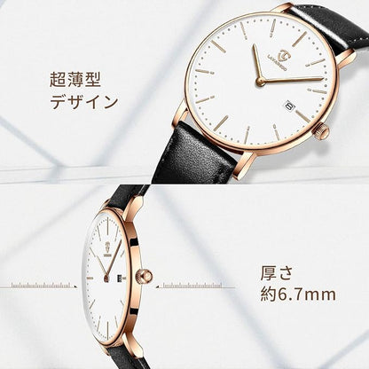 [BEN NEVIS] 腕時計 メンズ シンプル おしゃれ 薄型 カジュアル 日付表示 防水 アナログ クォーツ時計 メッシュ バンド ブラック