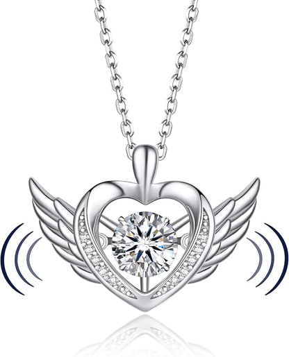 [MomentWish] ダンシングストーン ネックレス レディース 0.5-1 カラット モアサナイト ペンダント シルバーネックレス人気ブランド チェーン 誕生日 記念日 プレゼント（長40cm＋アジャスター5cm） 華奢ギフトボックス付け