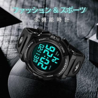 腕時計 メンズ デジタル 50メートル防水 日付 曜日 アラーム LED表示 多機能付き 防水腕時計 デジタル腕時計 スポーツウォッチ おしゃれ アウトドア 取扱説明書付き